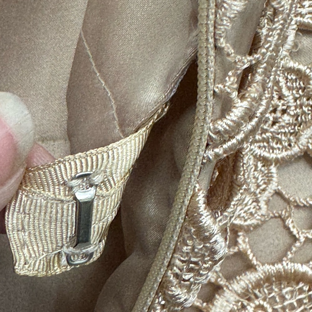 Adrianna Papell Strapless Embroidered Lace Cocktail Dress Gold Beige Size‎ 6 EUC - Picture 12 of 15